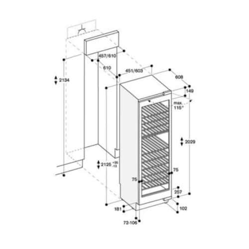 Kích thước tủ rượu Gaggenau 539.16.210