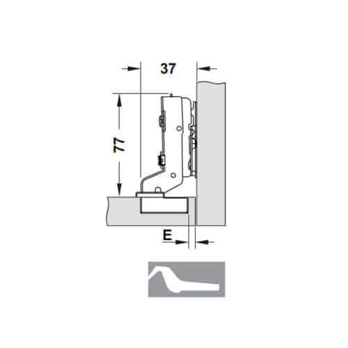 Kích thước của bản lề legato lọt lòng cucina Hafele 334.00.063