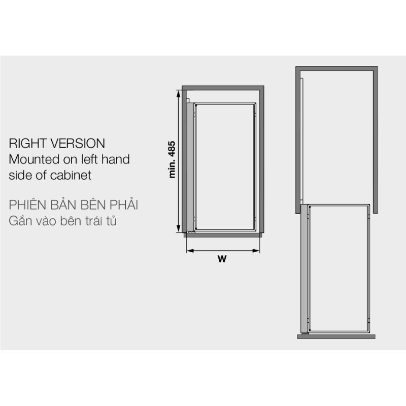Kích thước bộ rổ kéo Comfort II 400mm phải Hafele 545.53.968 Kích thước bộ rổ kéo Comfort II 400mm phải Hafele 545.53.968