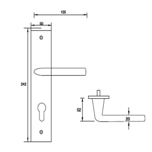 Kích thước tay nắm gạt đế dài C/C 72mm Hafele 903.98.452