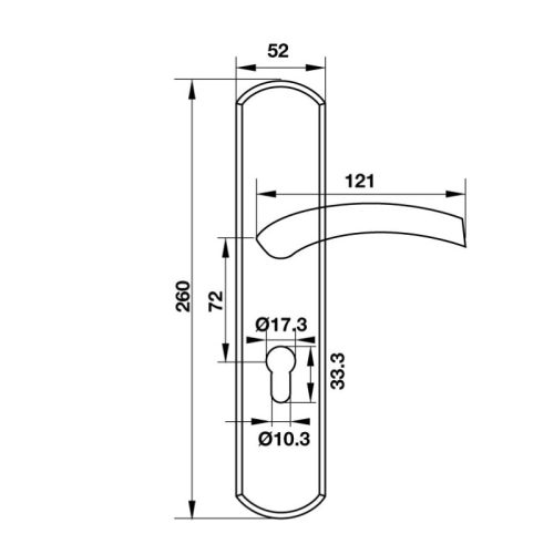 Kích thước tay nắm gạt đế dài C/C 72mm Hafele 903.99.320