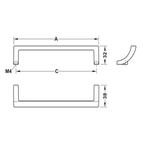 Kích thước tay nắm tủ Hafele 106.69.310