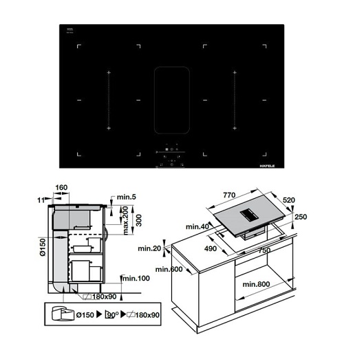 Bếp từ kết hợp hút mùi Hafele HC-IHH77A 539.66.822