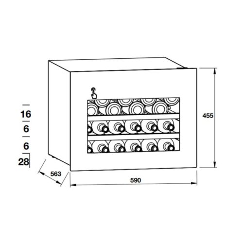 Kích thước tủ rượu Hafele HW-C62BB 533.17.001 lắp âm