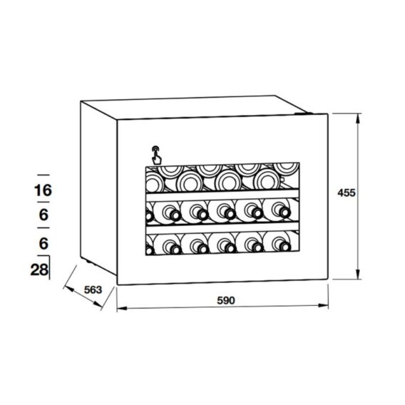 Kích thước tủ rượu Hafele HW-C62BB 533.17.001 lắp âm